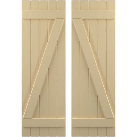 Americraft 5-Board (2 Batten) Wood Joined Board-n-Batten Shutters W/ Z-Bar, ARW102BB518X43NTH